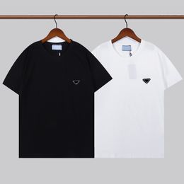 Prrda Marca de moda para hombre Tops Polos Camisa Estilo original Alta calidad Hombre casual Negro Blanco Solapa Camiseta Triángulo Camisetas Verano Nuevo Diseñador de lujo Mangas cortas