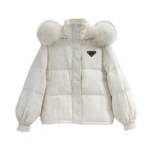 Prrra Femme Doudoune Designer Parka Manteau Mode Lâche Épaissi Court Renard Grand Col En Cuir Blanc Canard Manteau Manteau Extérieur À Capuche Doudoune