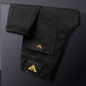 Prue Zwarte Mannen Slanke Elastische Italië Eagle Merk Herfst Mode Zakelijke Broek Mannelijke Klassieke Katoenen Jeans Denim Broek 210320
