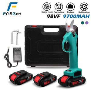 Outils d'élagage Cisaille électrique sans fil 98V avec batterie au lithium-ion 9700mAh Coupe-bonsaï d'arbre fruitier efficace Prise UE 231215