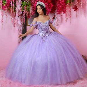Pruple Quinceanera -jurken 2022 Sweet 16 Girl Appliques Beading Princess Ball Jurk verjaardagsfeestje prom jurk Vestidos de anos