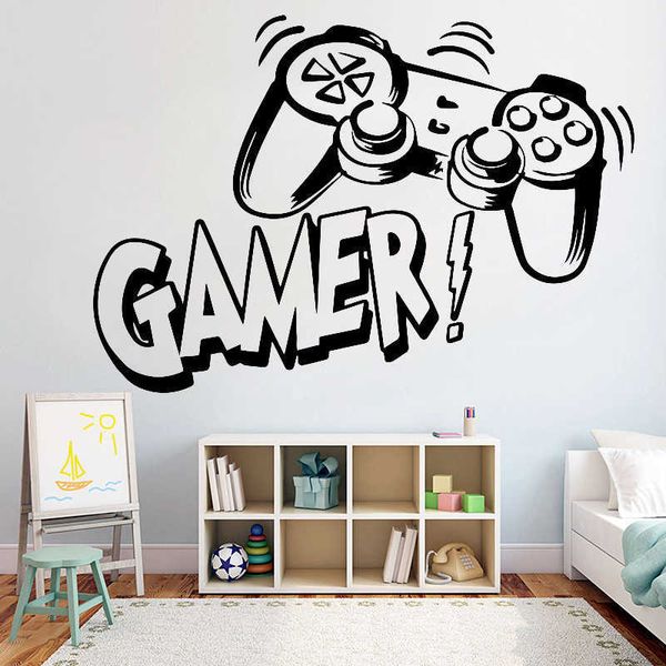 PS4 Gamer vinilo pegatina de pared para decoración de habitación de niños video Gamepad calcomanías de pared para niños dormitorio PVC pared arte mural Y244 210705