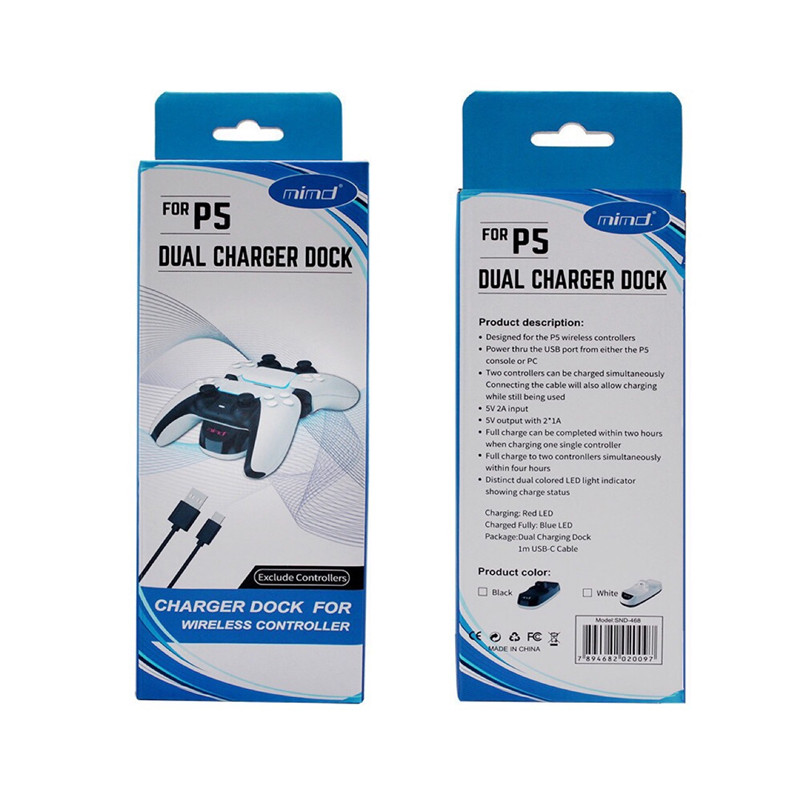 Support de chargement pour contrôleur PS5 PS5 Double contrôleur sans fil ABS Station d'accueil de chargement Joypad en plastique pour 2 contrôleurs DHL Fast Ship