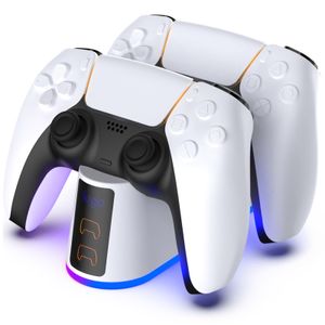 PS5 Handle Carger Colorido Glow Grip Cargo Dual Charge LED rápido Con accesorios periféricos de carga de asiento ligero Fábrica original