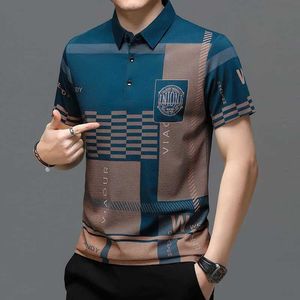 PS5y herenjurk shirts nieuwe trend heren shirt zakelijk casual 2024 zomer korte sles patroon print button t shirt losse kleding mode kleding d240507