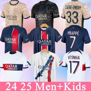 PSGES MBAPPE Tracksuits Men Football Trainingspak Tuta Maillot Jerseys Jacket Kit 2023 2024 Paris Kolo Muani Mens en kindervoetbal Tracksuit jogging Survetement