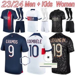 Maillots de football PSGes 2023 Paris MBAPPE O.DEMBELE LEEKANG IN hommes enfants kits de maillot de football kit maison chemises à l'extérieur ensembles femmes troisième chemise 23 24 camiseta futbol maillot foot