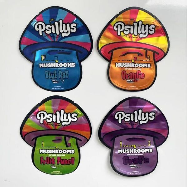 PSILLYS 30MG 150MG CHAMPIGNONS en gros givré mat noir refermable Ziplock sac d'emballage pochette Mylar sacs 5 gummies Bxnuq Hdbdb