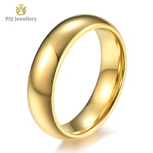 PSJ mode sieraden verlovingsband 4 mm 6 mm 8 mm 18k goud vergulde hoog gepolijste wolfraamcarbide ring voor mannen vrouwen 240314