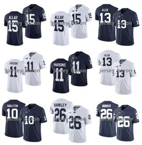 PSU Penn State Nittany Lions Football Jersey NCAA College 11 Micah Parsons 26 Saquon Barkley 10 Nicholas Singleton 15 Drew Allar 13 Kaytron Allen Bleu Blanc Taille S-XXXL