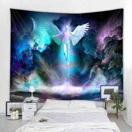 Psychedélico Dream Angel Wings Tapestry Decoración bohemia para alfombras de pared para el hogar Patinas de tela J220804