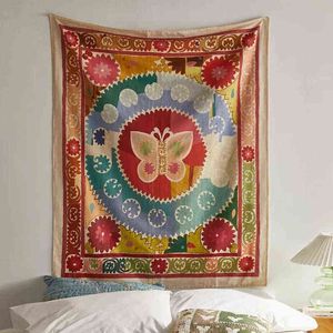 Psychedelische bloemen tapijtwand hangende retro hippie bloem tapijten slaapzaal decor Boheemse tapestries hekserij home j220804