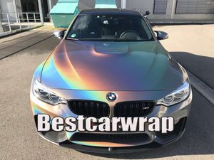 Laser Silver Psychedelic Gloss Flip Vinyl pour la voiture Wrap avec Bubble Air Free Free Luxury Car Emballage Film Covers Stickers Taille 1.52X20M 5X67FT