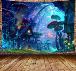 Champignon psychédélique Forest Fairy Tale Forest Tapestry Animaux sauvages Affiche Murale For Room Dorm226U9433305