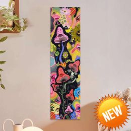 Tapiz de setas psicodélico para colgar en la pared, tapices de flores coloridas hippie, colgante de pared abstracto mágico para decoración del hogar, arte de la pared, decoración del hogar