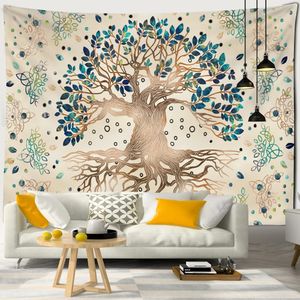 Psicodélico misterioso árbol de la vida Tapestry Wall Hanging Boho Mandala Art Sala de estar Decoración del hogar 240411