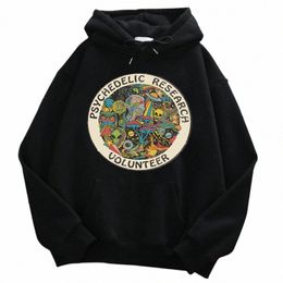 Psychedelic Research Volunteer Colorful Hoody Mens Otoño Cálido Casual Sudadera Ssimple Fit con capucha Street Oversizepullover t57q #