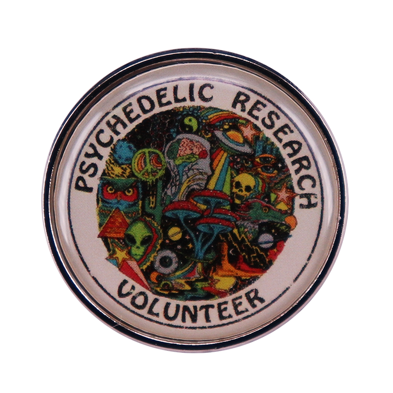 Psicodelic Research Voluntário Pin Psychedelic Art Badge