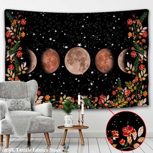 Psychedelic Tapestry Flower Wall Decor Hanging Room Starry Sky Carpet Moon Tapestries Art Home Decoration Accessoires