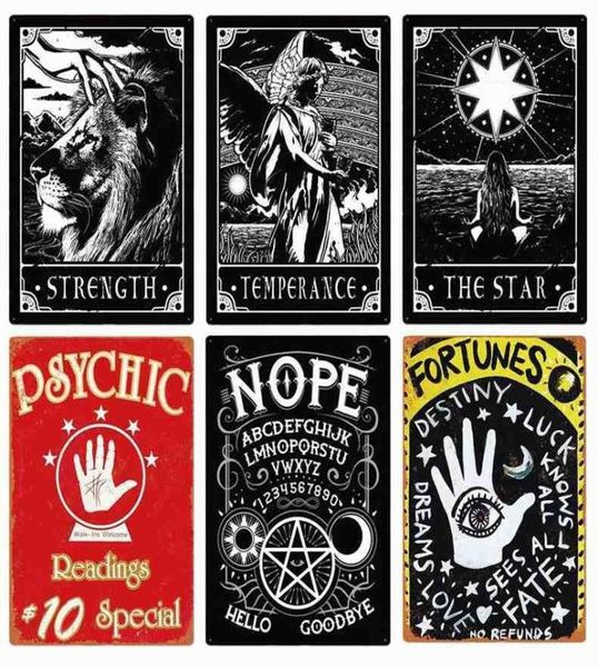 Psychic Vintage Metal Sign Club Club Room Decorations Palm Tarot Carte Reading Wall Art Poser Mysterous Home Decor N4121257202