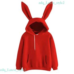 Sweat à capuche en forme de lapin pour hommes, haut rétro, livraison directe, Haruku Kpop, manches longues, oreilles de lapin, vêtements Kawaii solides, 234