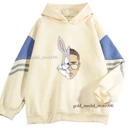 Lapin psychologique nouveau Bad Bunny sweats à capuche hommes/femmes autocollant populaire Streetwear mode décontracté pulls amples Hip Hop sweat à capuche 657