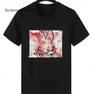 Chemise de lapin psychologique en coton mélange tissu respirant hommes imprimement t-shirts pour femmes à manches courtes sur mesure