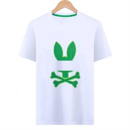 Psychologisch konijnenheren korte mouwen T-shirts Casual polo shirt dierenprint hoogwaardige minnaars Ademende zakelijke ronde nek Psyco Bunny QWXG