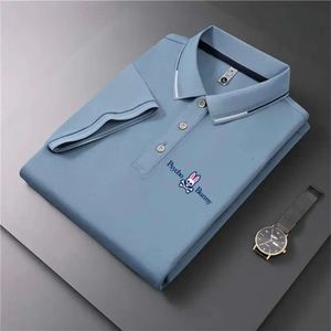 Psyco Bunny Mens Polos Zomer Ademend shirt Designer Luxe katoenen printbedrijf Physcho Bunny Korte mouw Solid Color Rabbit Polo Shirt Clothing 712