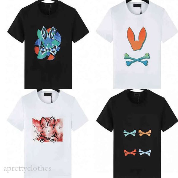 Psyco Bunny T-shirts crâne lapin motif haut coton à manches courtes t-shirt imprimé fantôme lapin polo été hommes t-shirt concepteur psychologique lapin t-shirts 732