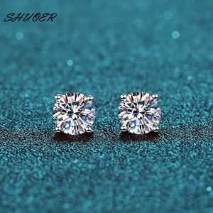 Pt950 platine taille brillant 05 ct Total 1 passage diamant testeur D couleur 4 griffes boucles d'oreilles femmes bijoux 240112