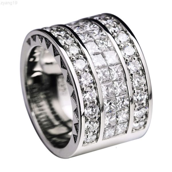 Bague en diamant platine Pt950 pour hommes, bague en or blanc, couleur or, bague de Couple, une paire de femmes, large, personnalisée