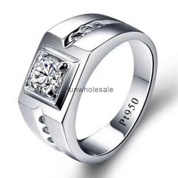 PT950 Platinum Mens Ring Mosonite Diamond Diamond Male Male Couple de mariage Gift For Boyfriend