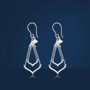 Boucles d'oreilles pendantes en platine pur véritable PT950 950, cadeau pour femmes, Triangle géométrique irrégulier, chaîne à maillons O, 25g, 240401