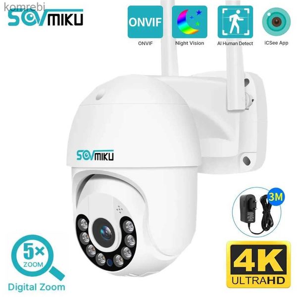 Cámaras PTZ 4K 8MP WiFi Pan Tilt Camera 5x Digital zoom Monitoreo Cámara Visión Noche Visión Automática Protección de seguridad de cámara IP C240412