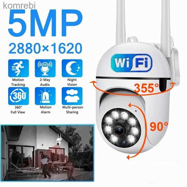 PTZ Cameras 5MP WiFi Wireless Security Monitoring Camera Couleur Night Vision Outdoor Tamesproof Camera Home 4x Zoom CCTV Surveillance Caméra C240412