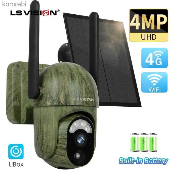 Cámaras PTZ LS Vision 4MP 4G Cámara de seguridad solar Wireless WiFi Wifi Detección Humana/Animal Llame a 2 vías IP66 Cámara de vida silvestre impermeable C240412