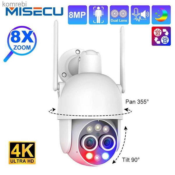 Cámaras PTZ MISECU WiFi 4K 8MP Cámara PTZ 8x Zoom híbrido 2.8 mm 12 mm Cámara IP inalámbrica IP inalámbrica Outdoor Automático Color Night Vision P2P Camera C240412