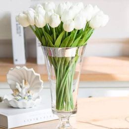 PU Artificial Flower Silk Tulpen Real Touch Flowers Mini Tulip Bruiloft Decoratieve Boeket Bruiloften Decoraties Home Decor