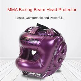 Protection de tête de boxe en PU, équipement de Fitness pour adultes, faisceau croisé fermé, casques de sport complets Sanda, accessoires de Taekwondo 240104
