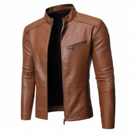 Pu Casual Veste en cuir Hommes Printemps Automne Manteau Moto Biker Slim Fit Outwear Mâle Noir Bleu Vêtements Plus Taille S-3XL 2024 N3Qh #