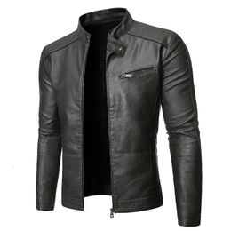 PU veste en cuir décontracté hommes printemps automne manteau moto Biker vêtement d'extérieur ajusté mâle noir bleu vêtements grande taille S-3XL 231226