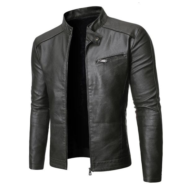 PU chaqueta de cuero casual hombres primavera otoño abrigo motocicleta motorista slim fit outwear masculino negro azul ropa más tamaño S-3XL 240126