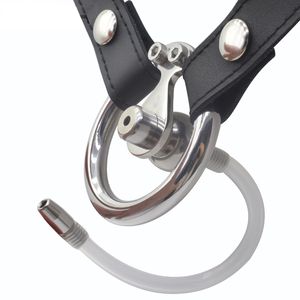 Ceinture de harnais en PU avec coussin plat en acier inoxydable Cage de chasteté inversée Sissy Sex Toys BDSM produits sexuels intimes pour adulte