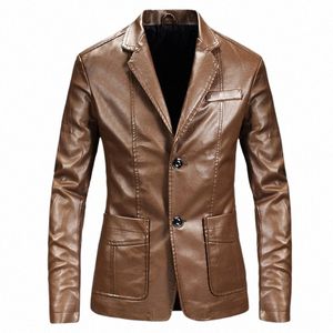 Chaqueta de pu para hombre, chaqueta de abrigo de cuero de color sólido, abrigos casuales de PU, abrigo de motociclista, chaquetas de cuero para hombre, talla grande 6XL x9Hh #