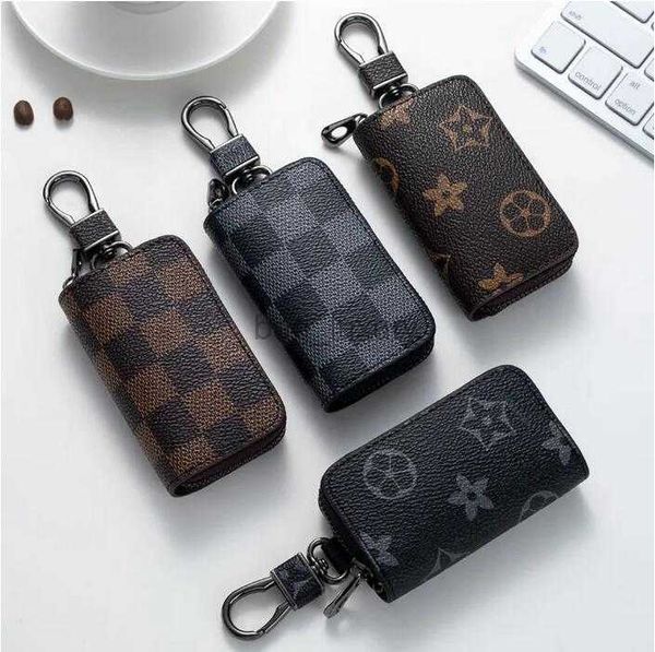 Pu en cuir sac Keeschains Clés de voiture Hateaux de clés de clés noires à plaid marron marron sachets pendentifs clés charmes pour hommes cadeaux femmes 4 couleurs 601