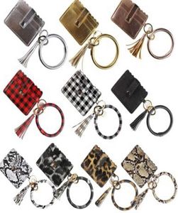 Bracelet en cuir PU Bracelet sac à cartes portefeuille porte-clés bracelet porte-clés léopard sac à main bracelet en cuir porte-carte de crédit avec Tass7823735