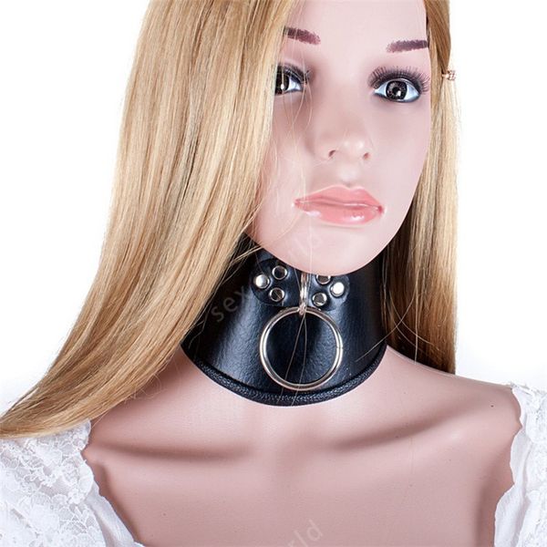 Collier de cou de Bondage en cuir PU BDSM, avec anneau de traction, anneaux de collier réglables, ceinture, sangle de Bondage esclave, harnais, jouets sexuels