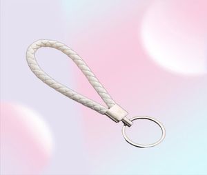 PU Leer Gevlochten geweven touw Keychain Diy Bag Hanger Key Chain Holder Key Car Trinket Keyring voor mannen Women Gift Jewelry1077456