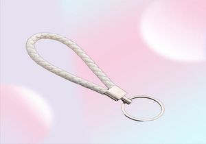 PU Leer Gevlochten geweven touw Keychain Diy Bag Hanger Key Chain Holder Key Car Trinket Keyring voor mannen Women Gift Jewelry9453198